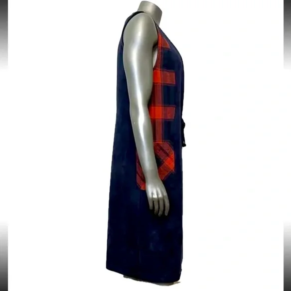 BCBGenerstion Buffalo Plaid Vest Duster Womens M Sleeveless Red Blue Western - Picture 4 of 10